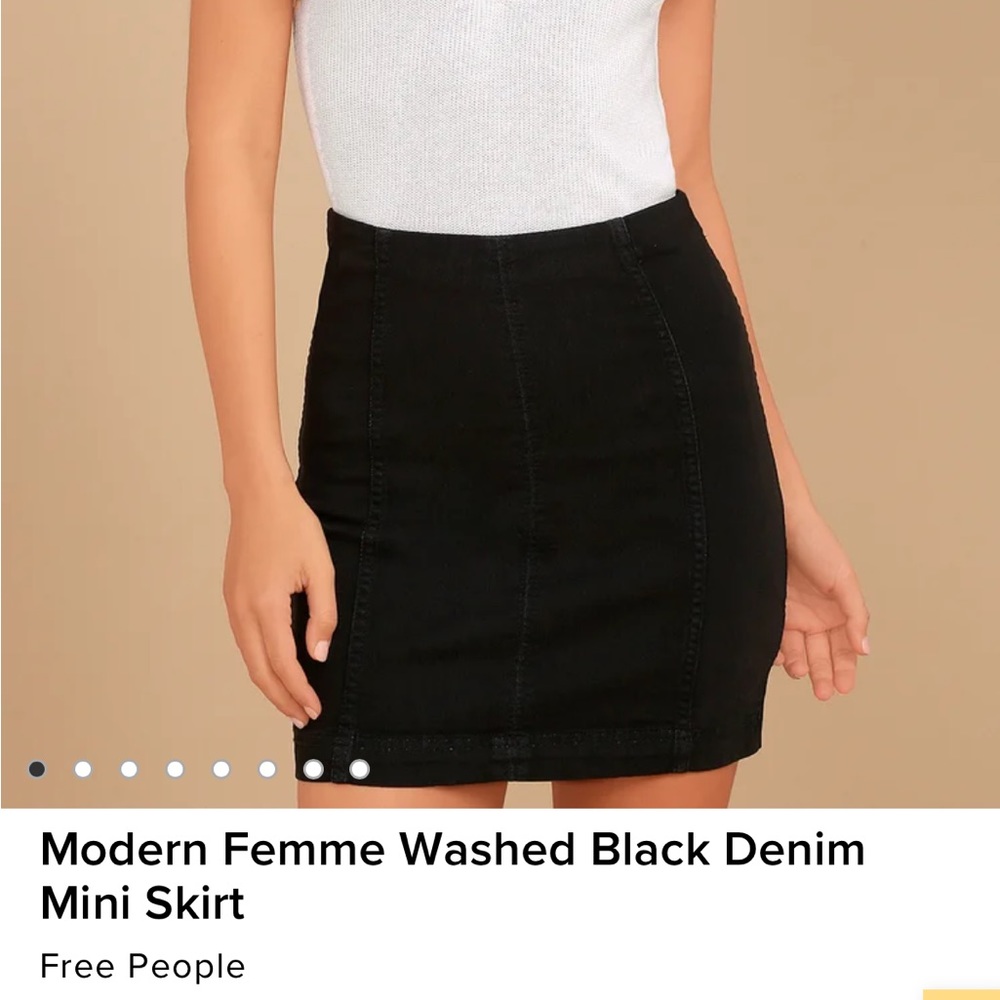 Free People Modern Femme Washed Black Denim Skirt